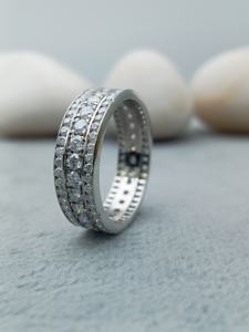 แหวนทองหรูหรา10K 18K สำหรับผู้ชายทันสมัยฮิปฮอปแบบเต็ม VVS เพชรธรรมชาติกลม Baguette เครื่องประดับงานหมั้นคลาสสิกสำหรับงานแต่งงาน - Product Image 3