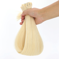 Extensions de cheveux humains vierges russes, double trame, lisses, tissées à la machine, 16 pouces, couleur personnalisée, sans perte, doux et brillants