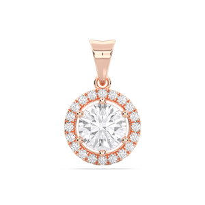 Pendentif en diamant rond Moissanite E-F/VVS-VS de 4.80 carats avec collier artisanal Halo en platine 950 - Product Image 5