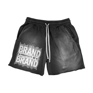 Women Black Acid Wash Shorts 320 GSM Cotton Polyester French Terry Screen Print Custom Logo Casual Fit women's shorts - Product Image 1