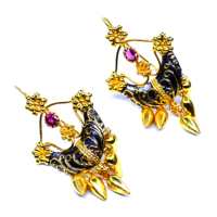 Bijoux de mariage en argent sterling 925 plaqué or, pierres précieuses en tourmaline, boucles d'oreilles pour femmes