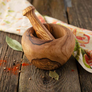 Mortero y Maja de madera pura con diseño elegante, perfecto para moler especias en utensilios de cocina y artículos de hotel, el mejor uso - Product Image 5