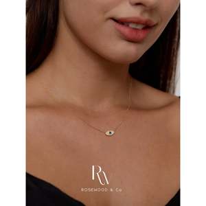 Collana con Ciondolo Occhio di Allah in Vermeil Dorato con Zaffiro Blu e Diamanti, Ciondoli e Charms Raffinati, Regalo per Lei - Product Image 2