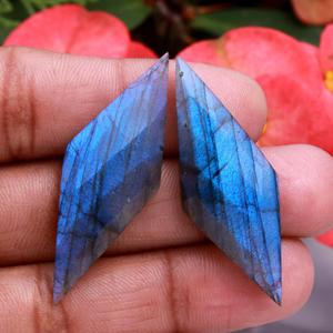หินลาบราโดไรต์ทรงเหลี่ยมคู่ สีฟ้าไฟ หินบำบัด คริสตัล หินหลวม สำหรับทำต่างหู เครื่องประดับ ทำด้วยมือ - Product Image 4