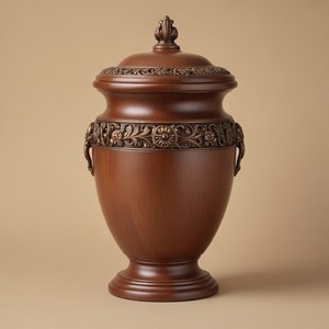 โกศใส่ศพพร้อมไม้แข็งทำด้วยมือรูปทรงกลมทำด้วยมือออกแบบเฉพาะขี้เถ้ามนุษย์สำหรับขาย - Product Image 4