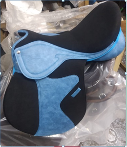 Customized Synthetic English Jumping Horse Saddle with Double Flap Stainless Steel Hardware <b>Brown</b> Black Design for Horse Riding - Product Image 2