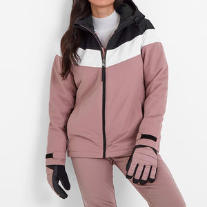 Women's Outdoor Waterproof Ski Jacket Windproof Breathable Hooded Snow <b>Coat</b> Front Logo High Street Plain Dyed Zipper for Winter - Product Image 4