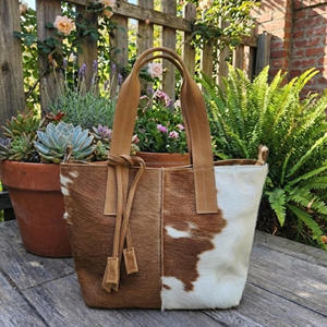 Sac fourre-tout en cuir véritable avec poils, fermeture éclair, couleur et logo personnalisables, style vintage, grande capacité, vente en gros, fournisseur direct LHTB-0119 - Product Image 5