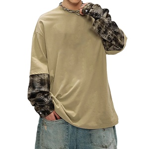 Camisetas transpirables de manga doble de talla grande para hombre de alta calidad, Impresión de logotipo personalizado, ajuste cómodo de algodón 100% - Product Image 1