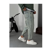 Jean en denim tissé pour homme, coupe large, décontracté, style hip-hop, printemps-hiver, streetwear, respirant, lavable, écologique, 100% coton, ODM, effet délavé