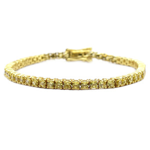 Pulsera de tenis de cuarzo citrino, pulsera de piedras preciosas redondas de circonita cúbica de 3mm, pulsera minimalista moderna para mujer, regalo para ella - Product Image 1