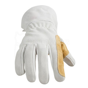 ถุงมือเชื่อมป้องกันความร้อนสำหรับคนงาน แบบกำหนดเองได้  ถุงมือทำงานป้องกันความร้อนสำหรับอุตสาหกรรม ทำจากหนังและเส้นใย  รับผลิตตามแบบ - Product Image 3