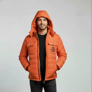 Veste matelassée à capuche de haute qualité avec fermeture éclair, personnalisable, imperméable/vente, logo frontal décontracté - Product Image 2