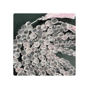 Perles de quartz rose rose en forme d'oignon à facettes de qualité supérieure en vente en gros pierres précieuses naturelles taille personnalisée fabrication de bijoux certifiée - Product Image 6