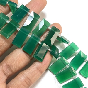 Venta al por mayor de cuentas facetadas de ónix verde con forma de rectángulo, cuentas de baguette, cuentas de piedras preciosas naturales, cuentas facetadas de ónix verde para la venta - Product Image 2