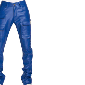<b>Unique</b> Design Top Fashion Mens Leather Pants Lightweight High Waist Casual Wear Straight Pattern Full Length Men Leather Pants - Product Image 3