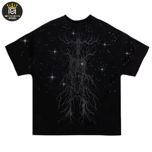 T-shirts pour hommes en coton 100% à imprimé strass, nouvelle conception, coupe ample, respirants, écologiques, à manches courtes, personnalisables, vente en gros - Product Image 1