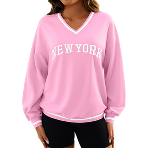 Pull-over décontracté à col ras du cou, imprimé en 3D, mode hiver 100% coton personnalisé, col en V, pull femme en tricot avec cœur - Product Image 3