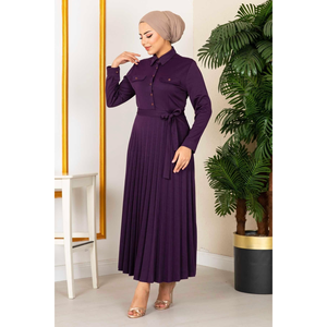 <b>Purple</b> Pleated Skirt Hijab <b>Dress</b> 100MD21515 Girl's Fabric Clothing - Product Image 4