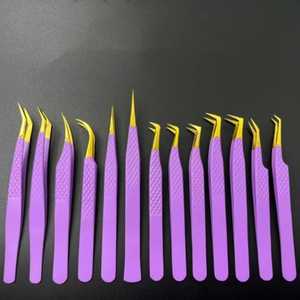 ขนตาปลอมสำหรับต่อขนตาเพิ่มวอลลุ่มสีชมพูแหนบปลายสแตนเลสสตีลความแม่นยำ90องศา - Product Image 3