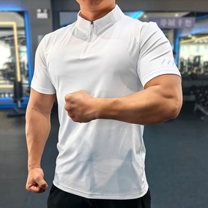 เสื้อกีฬามีซิปสำหรับผู้ชายเสื้อยืดรัดรูปแห้งเร็วเสื้อเข้ารูปเข้ารูปเข้ารูปเสื้อ1/4เข้ารูปพิมพ์โลโก้ได้ตามต้องการ - Product Image 4