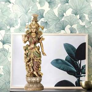 Resistente al agua poliresina pie diosa Radha escultura decoración del hogar accesorio - Product Image 1