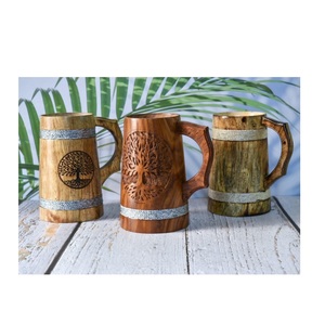 Tasse Viking en bois fabriquée à la main Chope rustique pour bière hydromel ou bière pour hôtel et maison pour la vente à l'exportation - Product Image 5