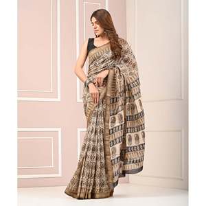 Sari estampado Chanderi modelo Banarasi, blusa india de georgette pesado, vestido modal de red, salwar kameez suave, lehenga estilo pakistaní. - Product Image 2