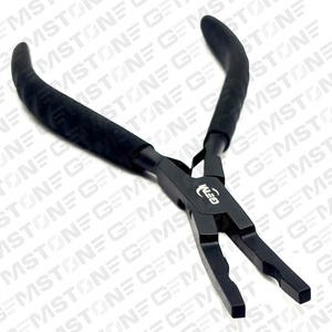 Pince professionnelle en acier inoxydable de 6,5 pouces à embout plat courbé pour extensions de cheveux, noire, à forte tenue et durable - Product Image 2