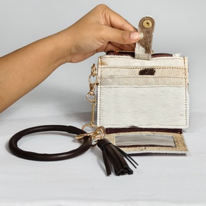 Premium Leather Women Genuine Hair-on Cowhide Keychain <b>Wallet</b> Purse With Card Slots Coin Pouch Western Style Gift For Her - Product Image 3