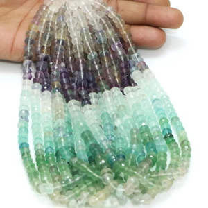 Cuentas Redondas Facetadas de Multifluorita Natural, Cuentas de Piedras Preciosas Facetadas de Fluorita de 6-9 mm, Calidad AA, Cuentas al por Mayor - Product Image 1