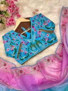 Designer de qualité supérieure exclusif Pure Soft Crush avec broderie de codage Saree Woman Fashion au taux le plus bas - Product Image 4