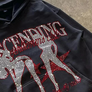 Meilleure vente sweat à capuche homme personnalisé sweat épais à fermeture éclair strass vêtements d'extérieur sweats en polaire éponge française sweats d'hiver à fermeture éclair lourde - Product Image 5