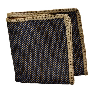 Handmade Black Beige Polka Dot Knitted <b>Edge</b> Pocket <b>Square</b> Dining Blazer Suit Signature Border Handkerchief <b>Square</b> Scarf - Product Image 2