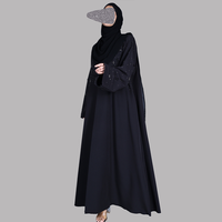 Nouvelle Robe Abaya Islamique Modeste Droite pour Femmes Musulmanes, Formelle, Manches Longues, 100% Soie Mousseline, Maxi, Taille Naturelle, Boutons, Col en V
