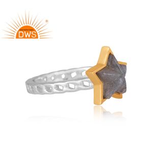 Vente chaude Fine Sterling Silver Natural Labradorite Gemstone Star Design Bague empilable Bijoux personnalisés pour les femmes Cadeau pour elle - Product Image 3