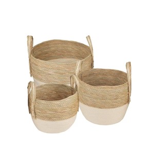 Cotton Rope Stripe Carry <b>Handles</b> Storage <b>Baskets</b> Set - Product Image 2