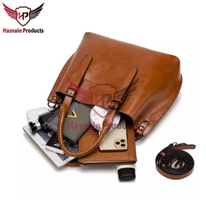 Bolsos de mujer de cuero genuino: bolsos de mano grandes clásicos con diseños de moda personalizados, hechos de cuero puro de alta calidad - Product Image 6