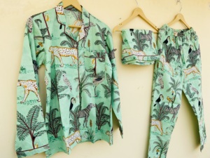 ชุดนอนพิมพ์ลายดอกไม้สำหรับผู้หญิง, ชุดนอนผ้าฝ้ายระบายอากาศได้ดีเหมาะสำหรับใส่ในชีวิตประจำวันฤดูใบไม้ผลิฤดูร้อนฤดูหนาว - Product Image 4