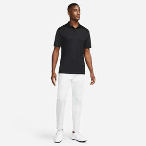 Breathable Sweat Wicking 100% Polyester Relaxed Standard Fit with 2-Button Placket <b>Black</b> Performance <b>Mens</b> Golf <b>Polo</b> <b>Shirt</b> - Product Image 3