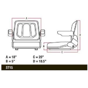 Siège compact pour tracteur, chariot élévateur, tondeuse à gazon, chargeur avec rails coulissants - Product Image 5