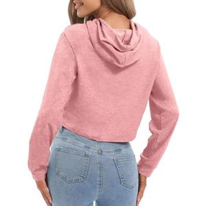 OEM Service Nouvelle Arrivée Haute Qualité Femmes Crop Top à Capuche à Manches Longues en Coton Éponge Pull Sweat Crop Top pour l'Exportation BD - Product Image 2