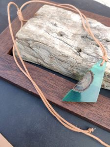 Vjoshijewels Indian Handcrafted Wood Resin Pendant <b>Necklace</b> Unique Resin Inlay Design for Unisex <b>Boho</b> Rustic Minimalist Styles - Product Image 5