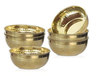 Cuencos de cobre y metal de diseño premium para ensaladas, aperitivos, diseño de textura martillada chapada en oro de tendencia, cuenco de cobre disponible para servir - Product Image 4