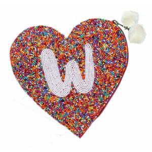 Artisanat perlé broderie multicolore T en forme de coeur Mini sac à fermeture éclair élégant et à la mode élégant pochette à monnaie perlée de haute qualité - Product Image 3