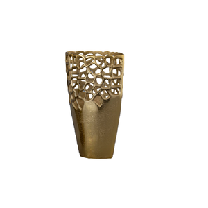 Florero moderno creativo fundido de aluminio para sala de estar, hogar, oficina, escritorio, decoración, florero de Metal con acabado antiguo dorado - Product Image 4