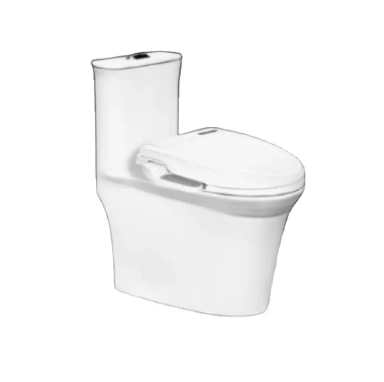 Siège de toilette monobloc en porcelaine céramique-Blanc-SOC-1018-Remise Siège de toilette en porcelaine