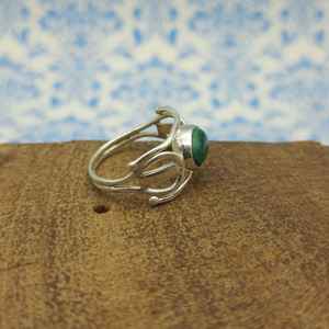 Dainty แหวนหมั้นเงิน925มาลาไคต์เพชรแท้เครื่องประดับโบฮีเมียนแบบเรียบง่ายงานฝีมือ IGI ได้รับการรับรองสำหรับ - Product Image 2