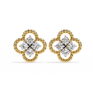 Boucles d'oreilles uniques en or 18 carats avec diamant de laboratoire, boucles d'oreilles de qualité supérieure - Product Image 1