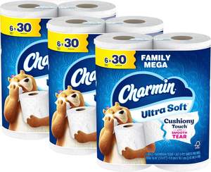 Papier toilette CharminUltra Soft Cushion Touch 2 plis, 18 rouleaux familiaux = 90 rouleaux standard, blanc - Product Image 6